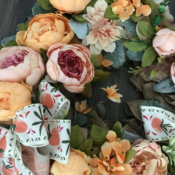 Stunning Peachy Wreath Beautiful Blooms Wreath Home Front Door Decor Fin… - Picture 2 of 4